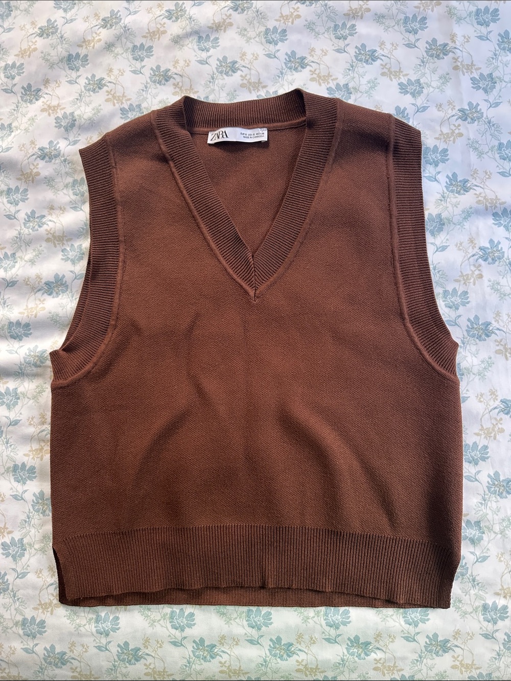 Zara Chocolate Brown V-Neck Knit Vest